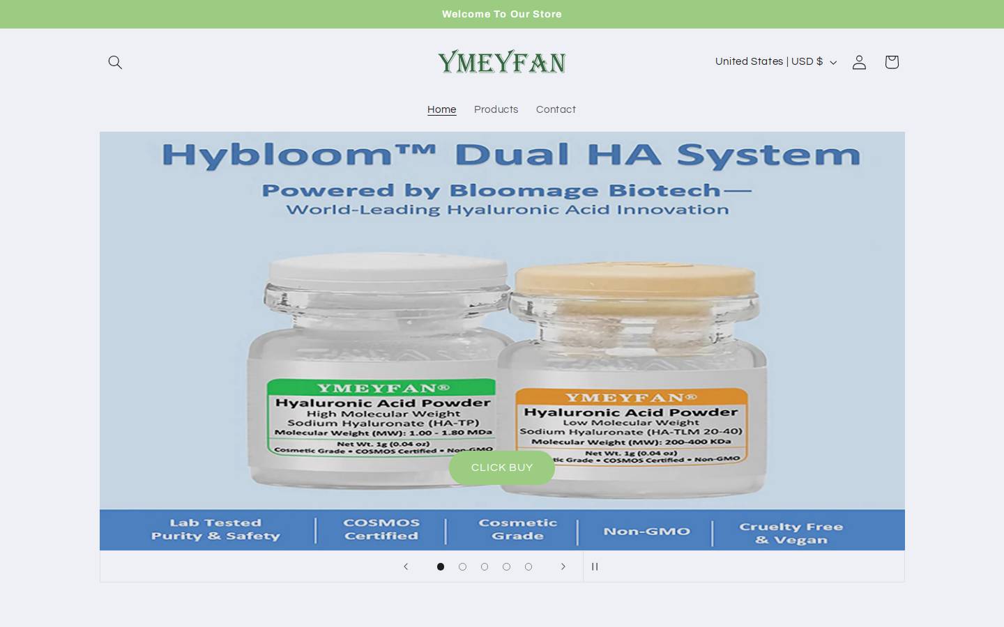ymeyfanskincare.com homepage screenshot