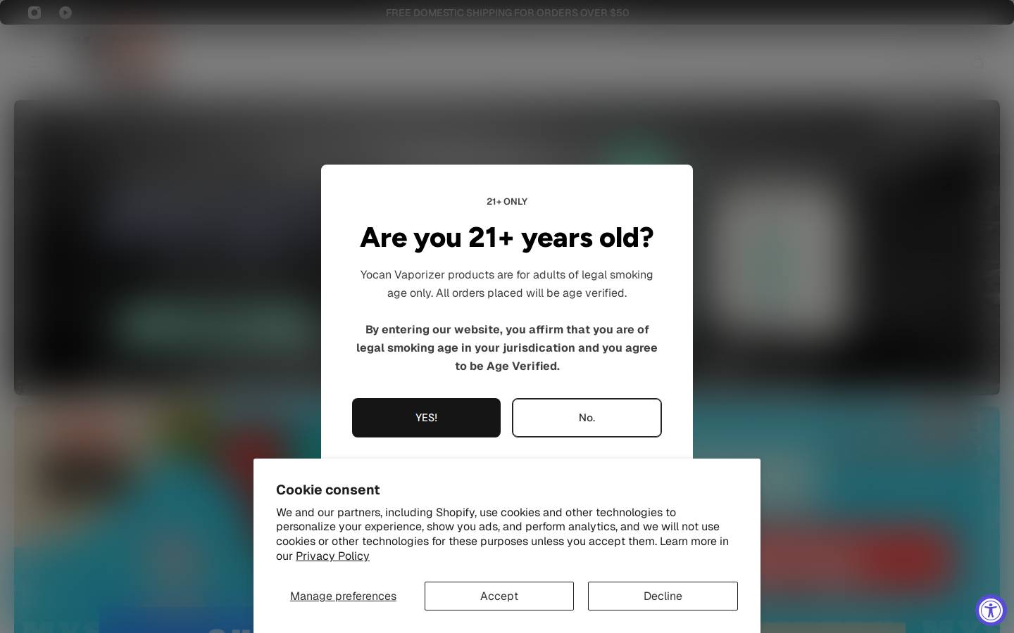 Yocanvaporizer homepage screenshot