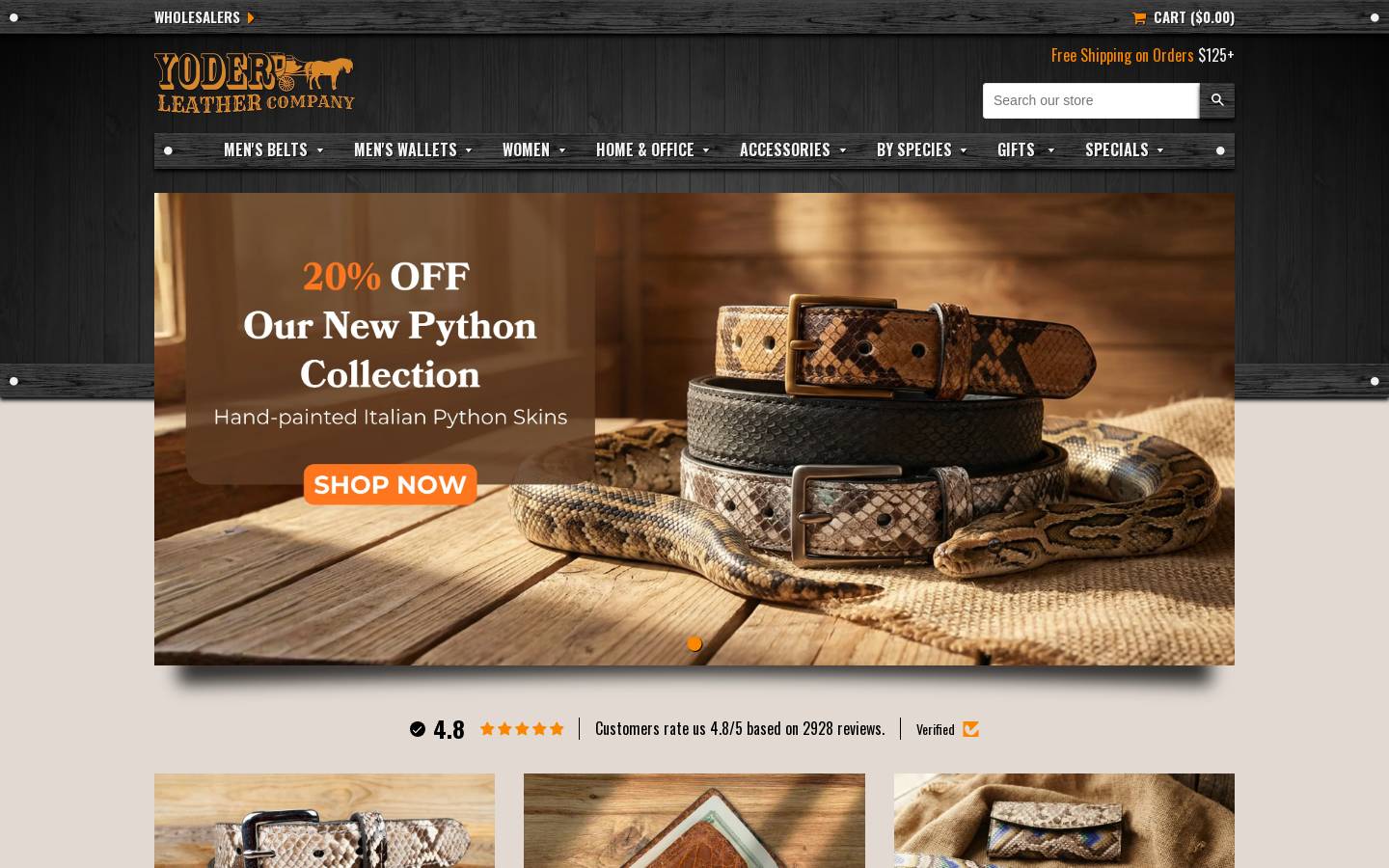 Yoder Leather homepage screenshot