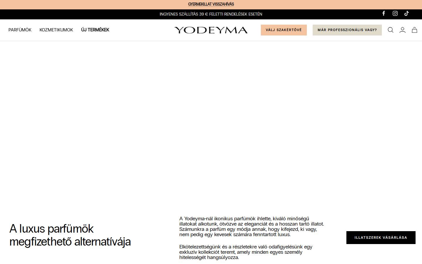 Yodeyma Parfums homepage screenshot