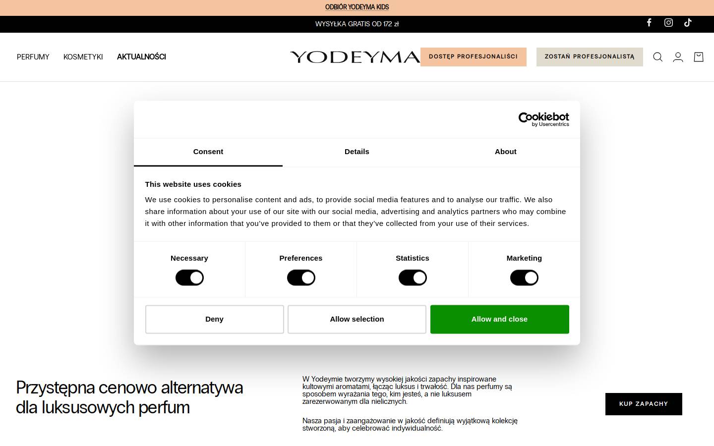 Yodeyma Parfums homepage screenshot