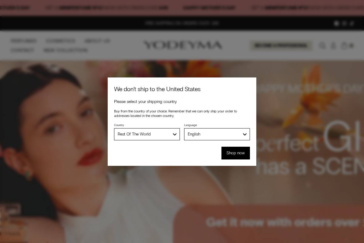 Yodeyma Parfums homepage screenshot