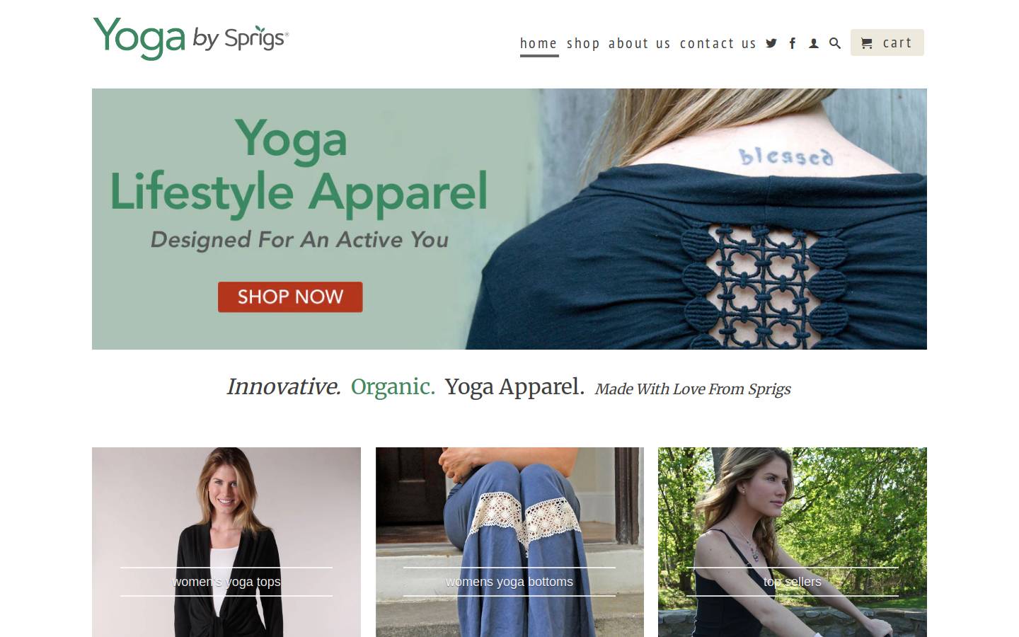 yogabysprigs.com homepage screenshot
