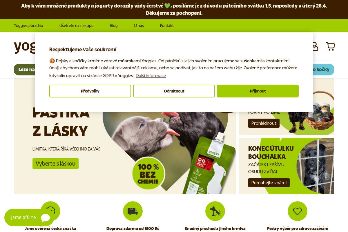 yoggies.cz homepage screenshot