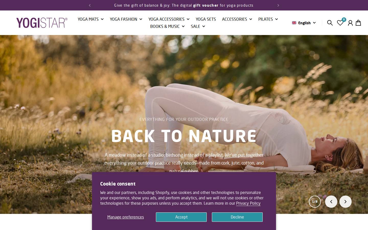 Yogistar homepage screenshot