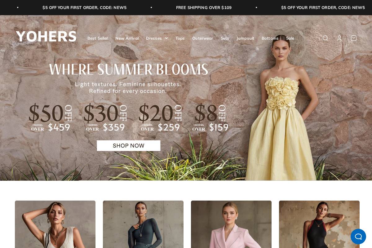 Yohers homepage screenshot