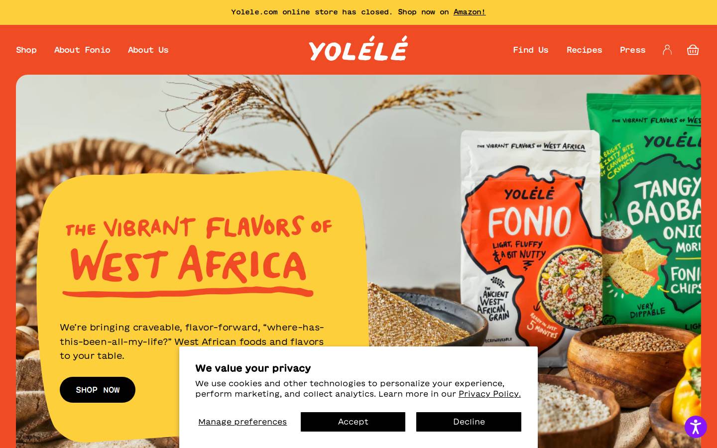 yolele.com homepage screenshot