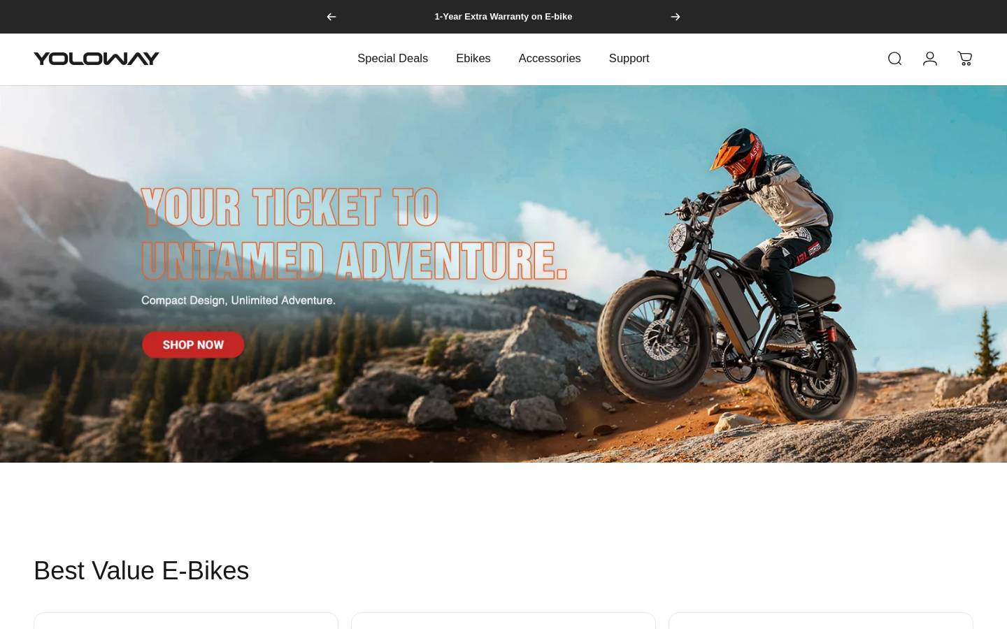 Yolowaybike homepage screenshot
