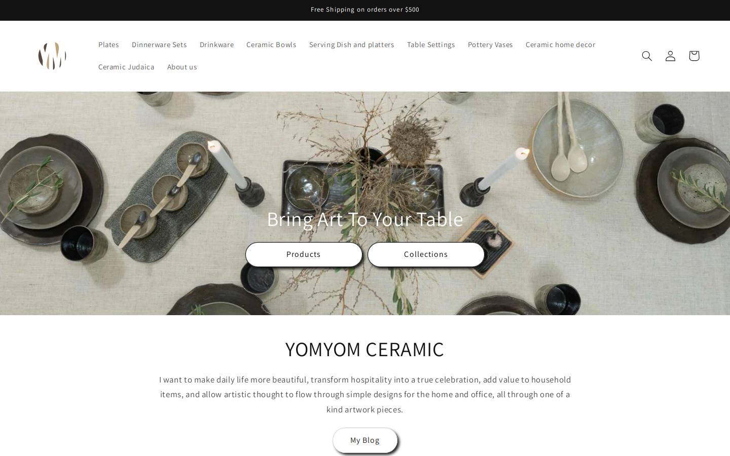 yomyomceramic.com homepage screenshot