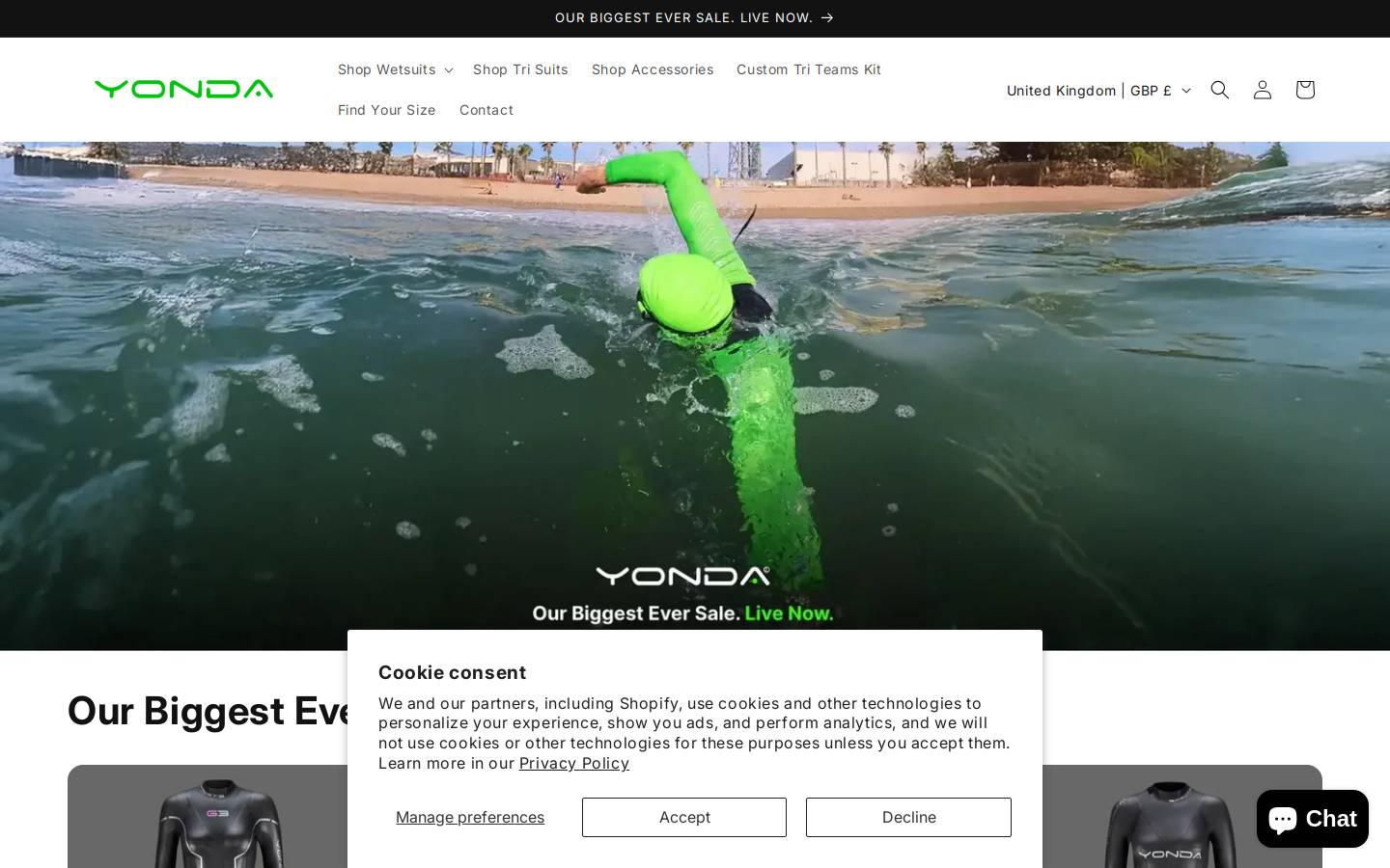 yondasports.com homepage screenshot