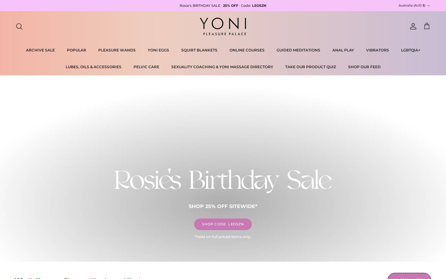 yonipleasurepalace.com homepage screenshot