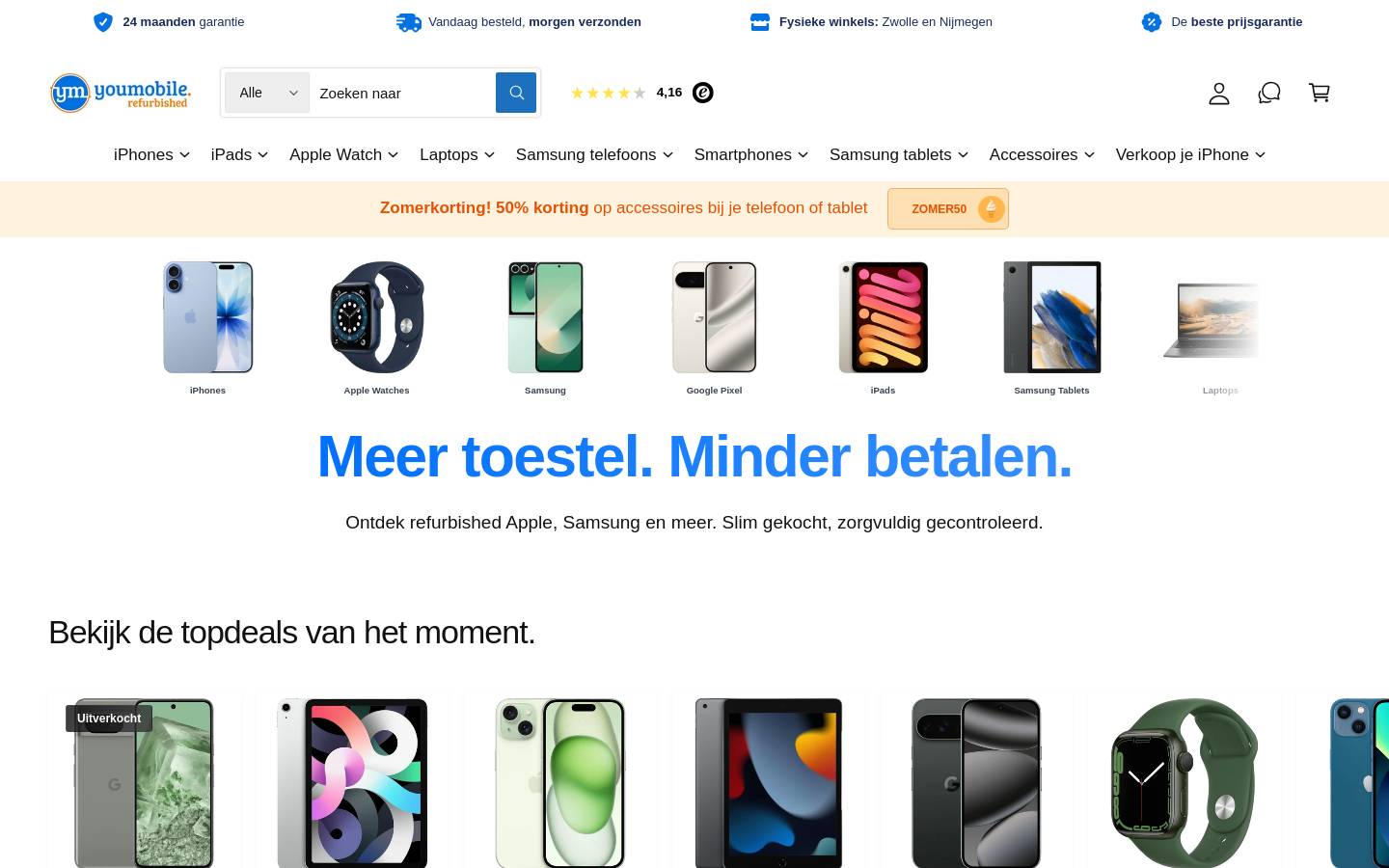 You Mobile homepage screenshot