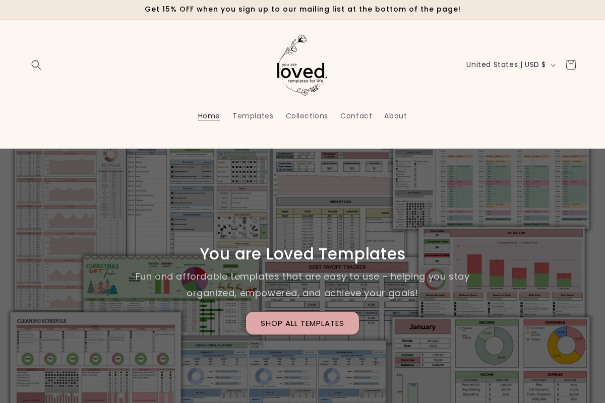 You are Loved Templates homepage screenshot