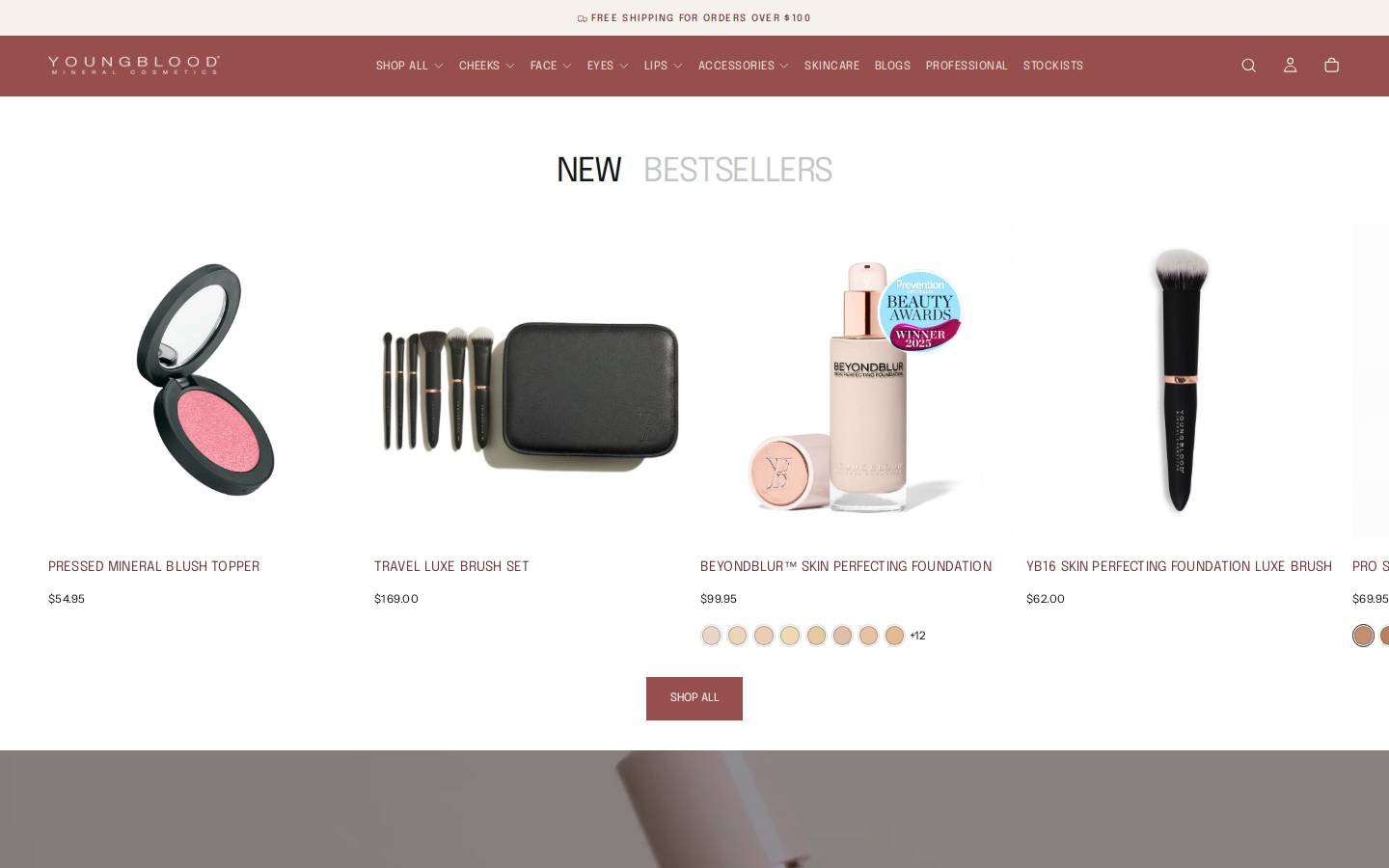 youngbloodmineralcosmetics.com.au homepage screenshot