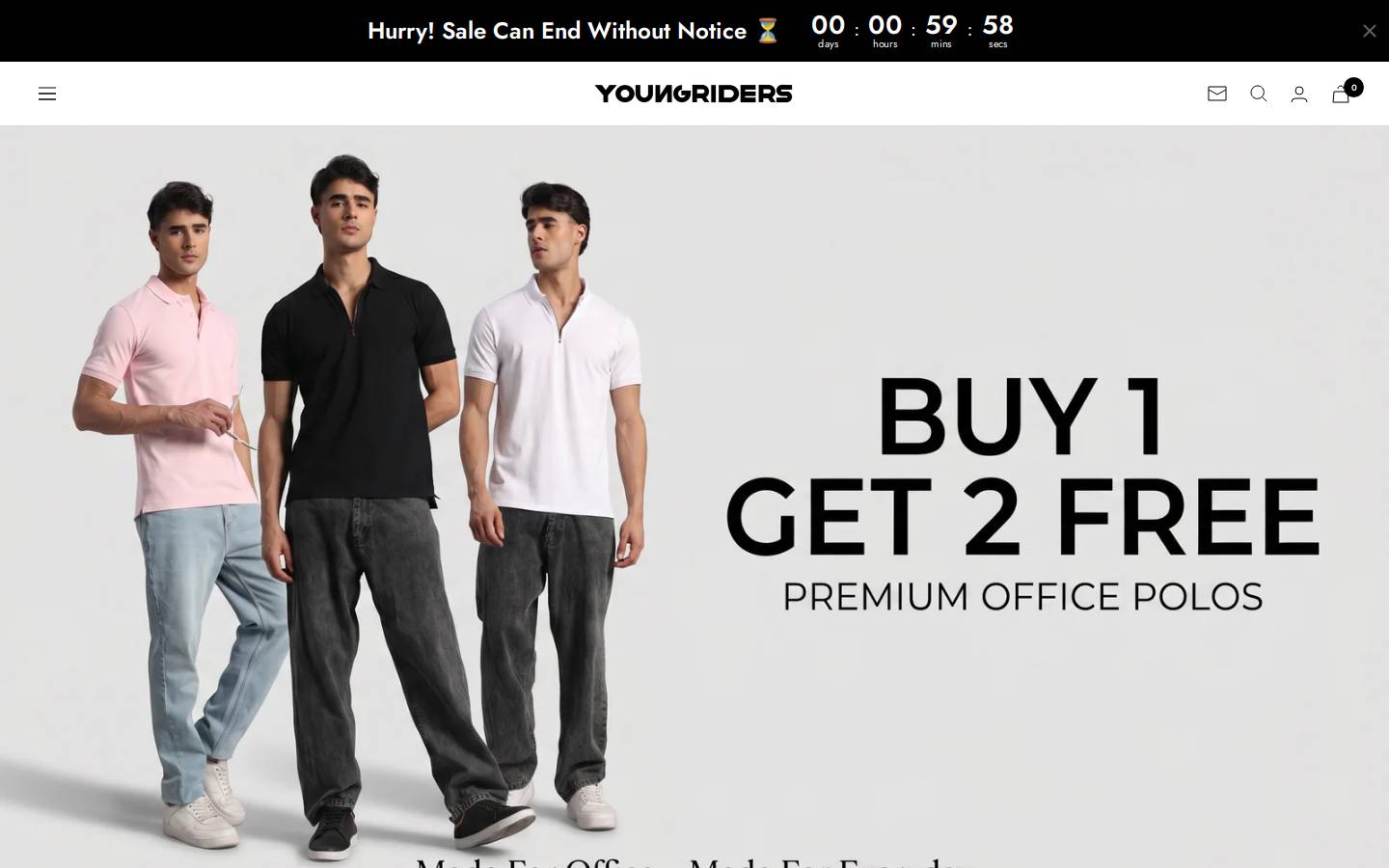 youngridersclothing.com homepage screenshot