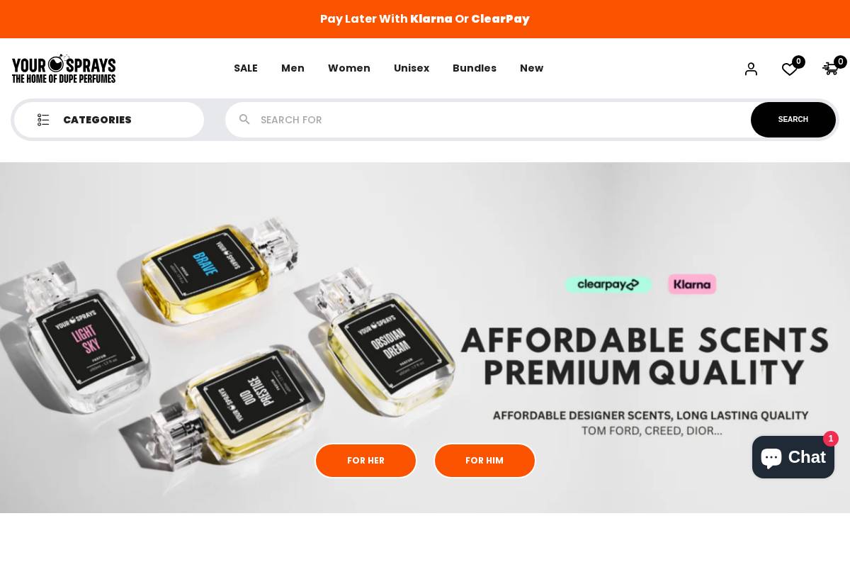 Your-Sprays homepage screenshot