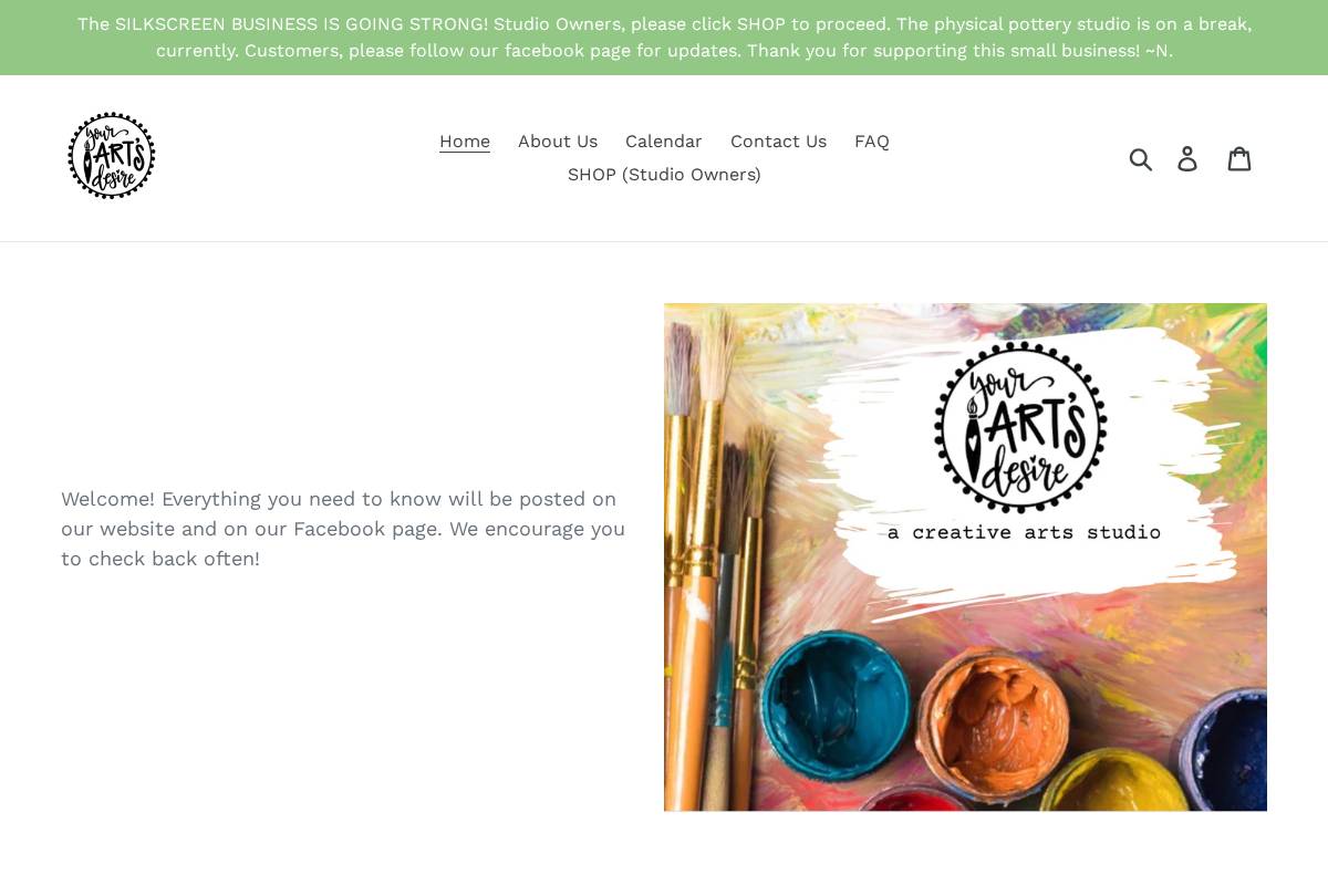 yourartsdesire.studio homepage screenshot