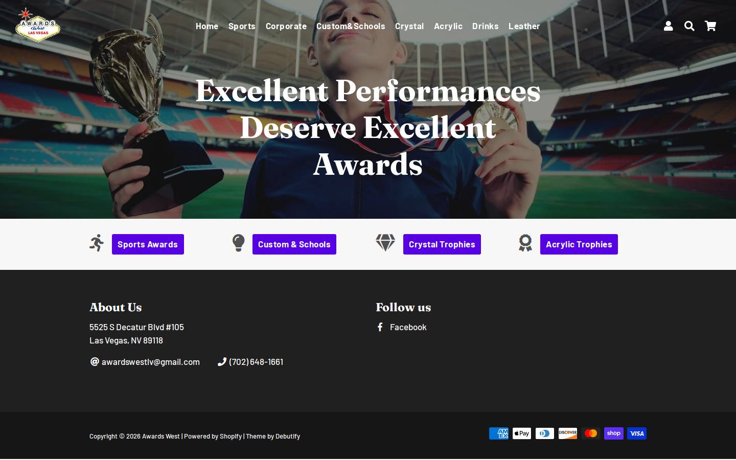 yourawardstore.com homepage screenshot