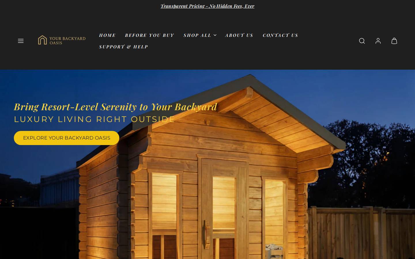 yourbackyardoasis.com homepage screenshot