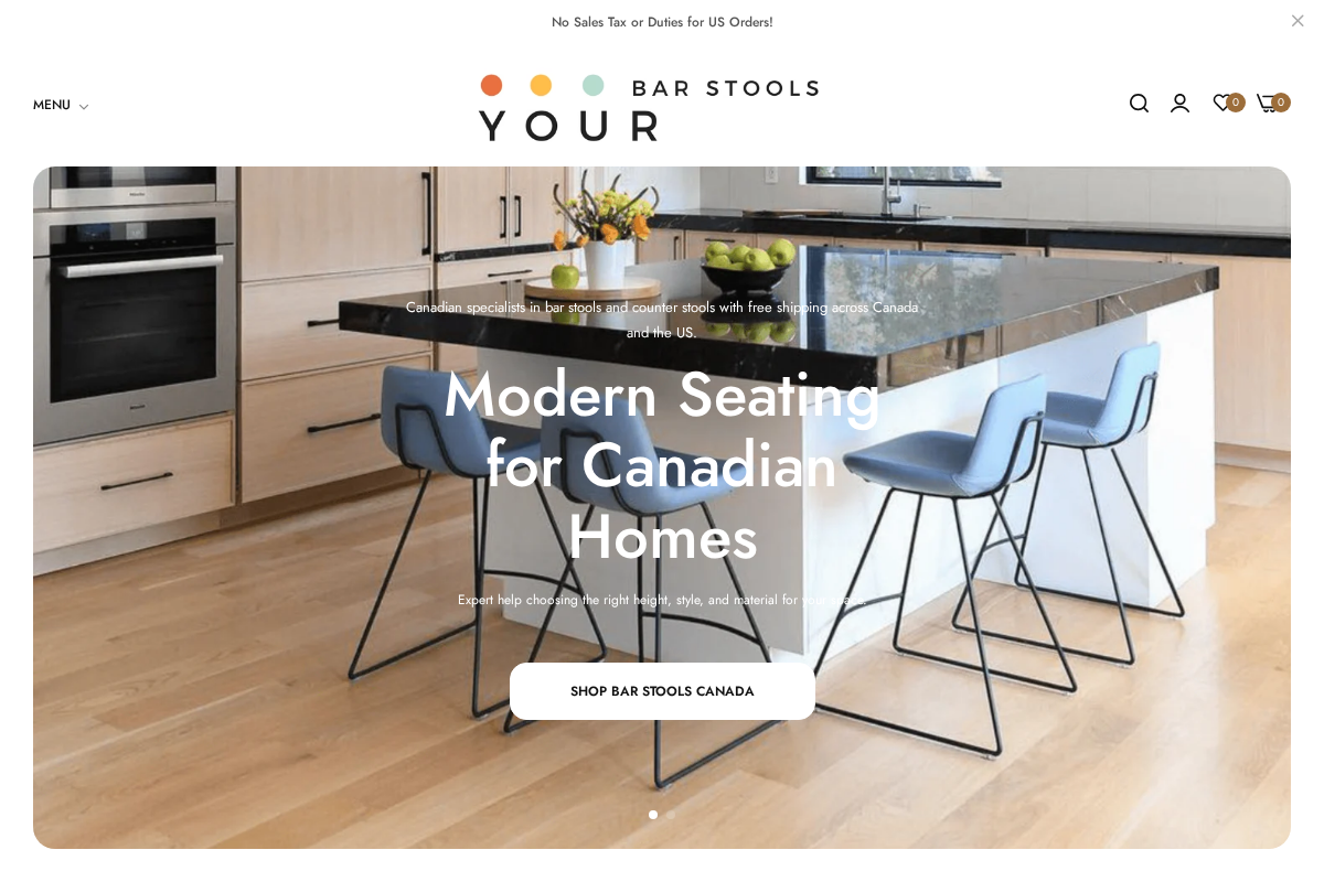 Your Bar Stools Canada homepage screenshot