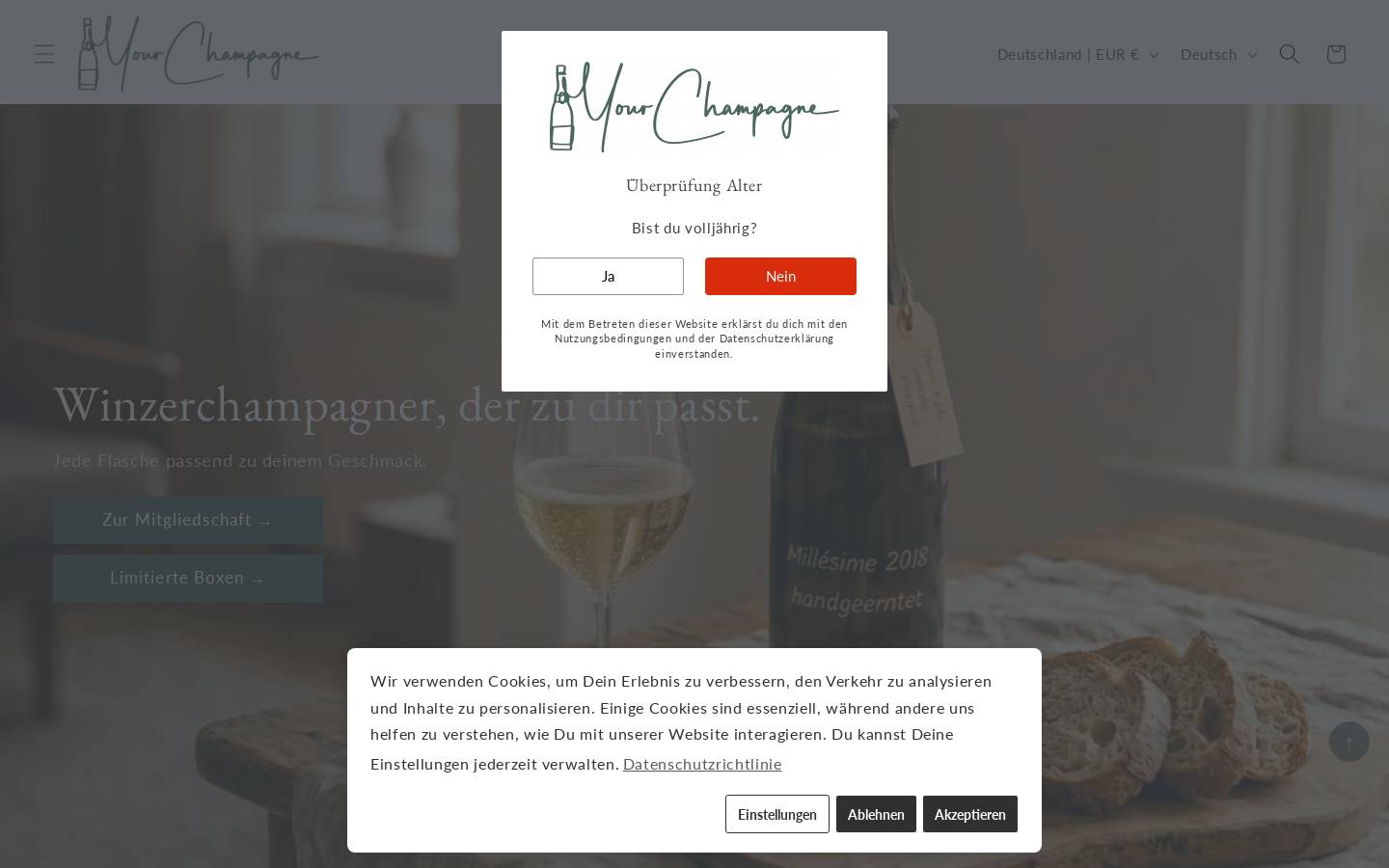 yourchampagne.de homepage screenshot