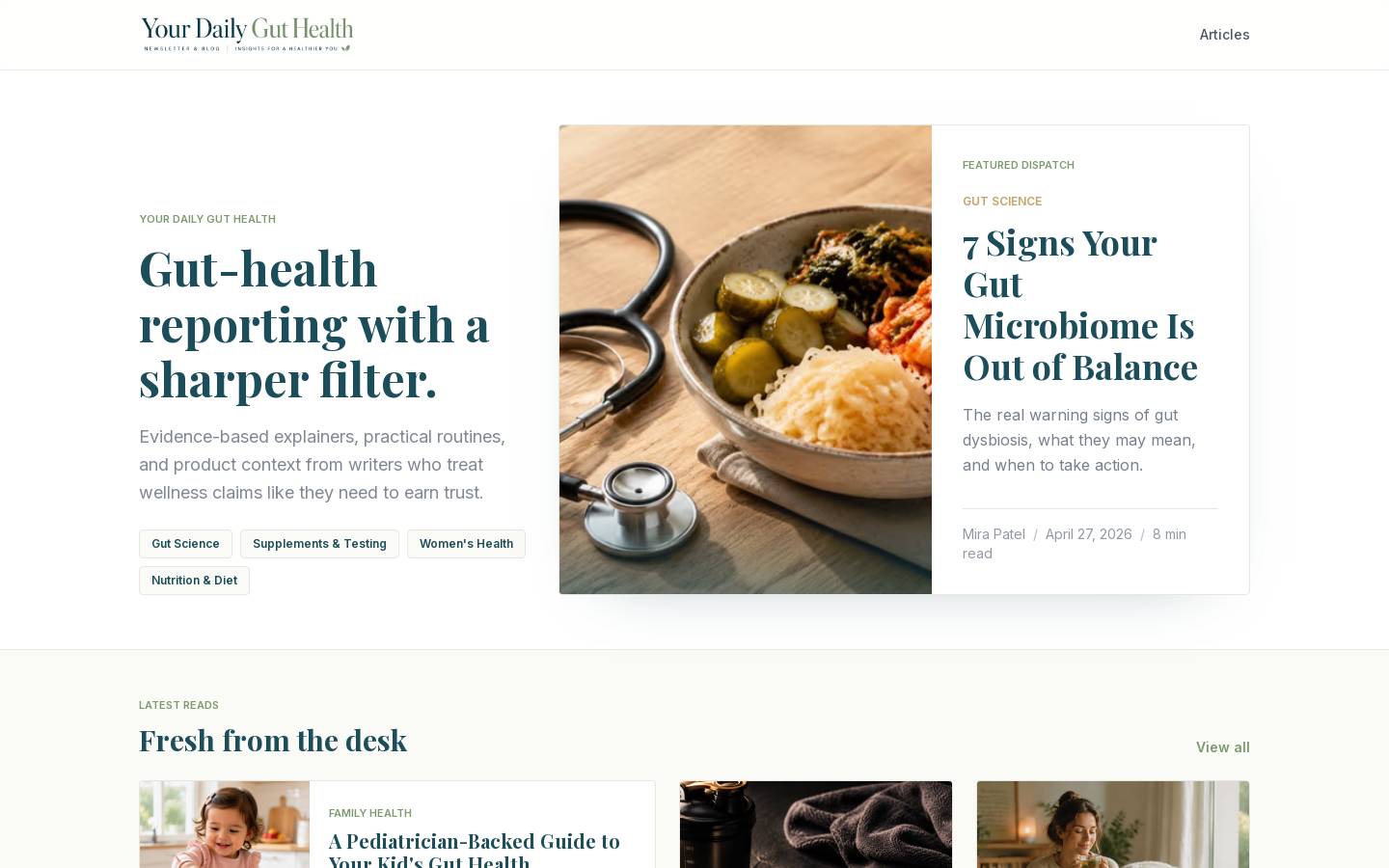 yourdailyguthealth.com homepage screenshot