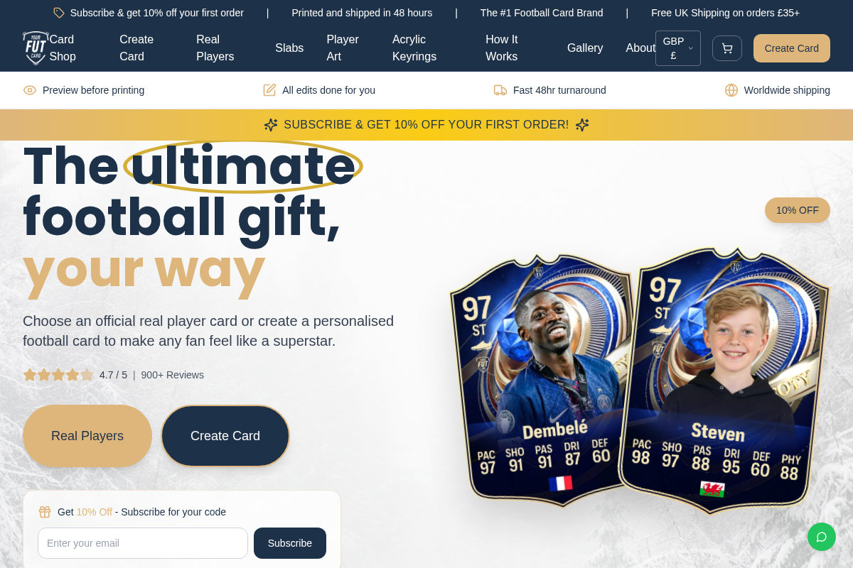 yourfutcard.com homepage screenshot