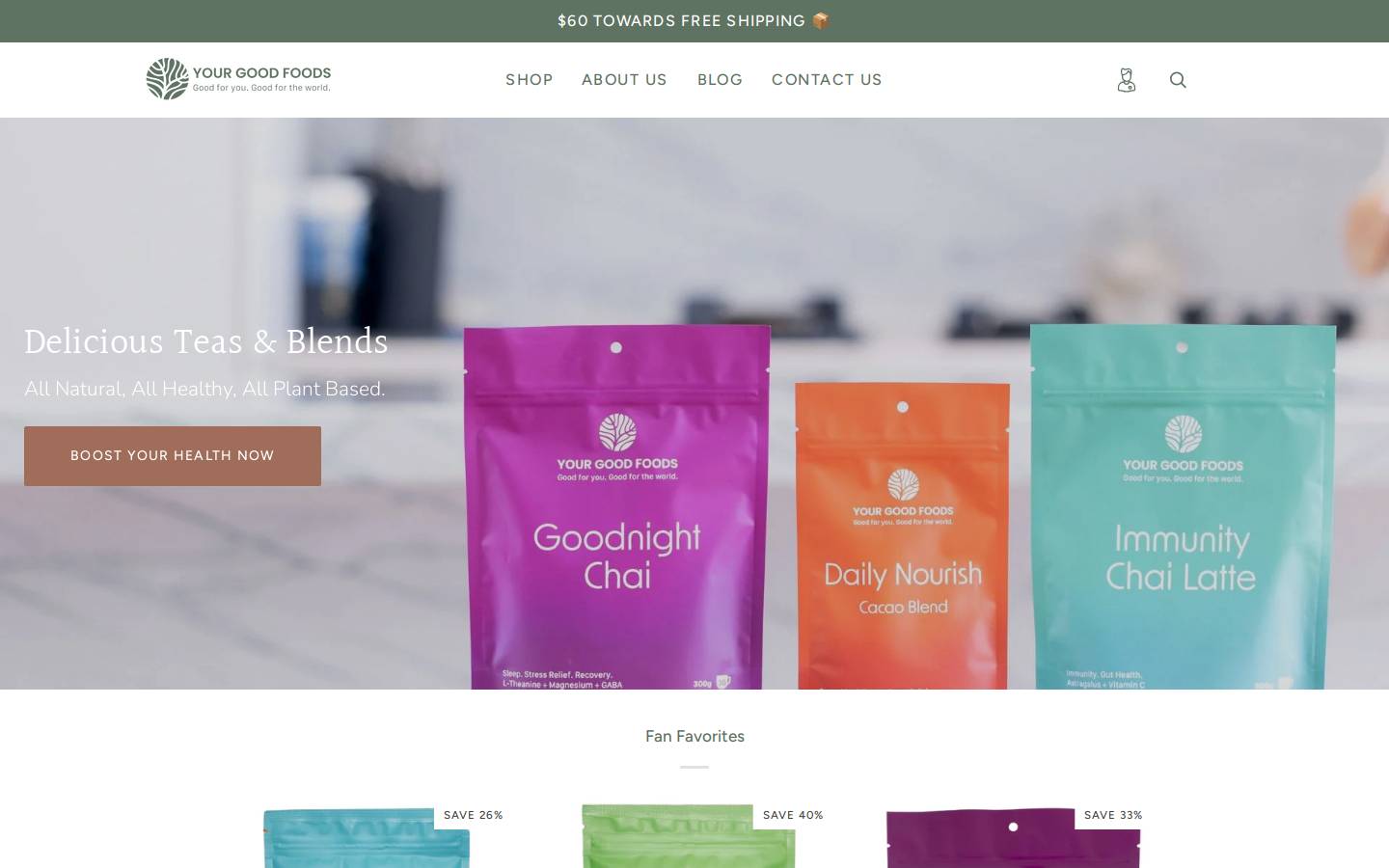 yourgoodfoods.com.au homepage screenshot
