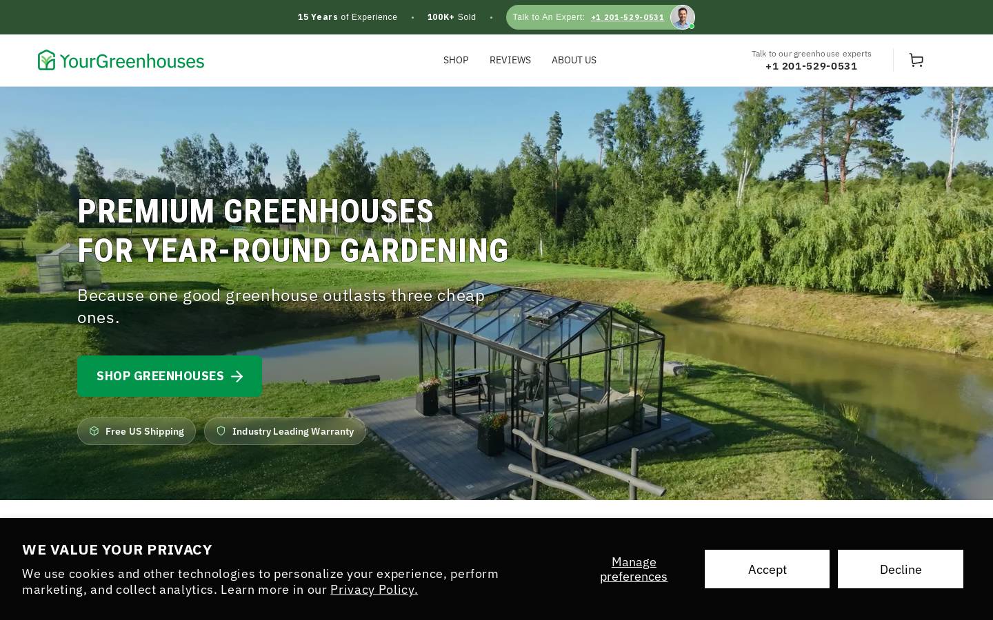 YourGreenHouses homepage screenshot