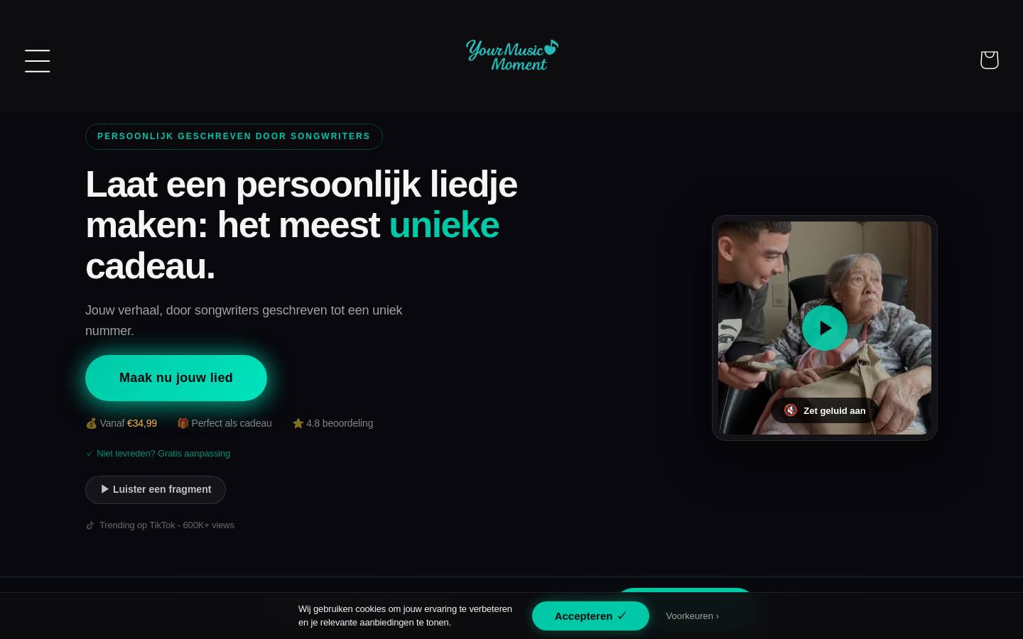 Yourmusicmoment homepage screenshot