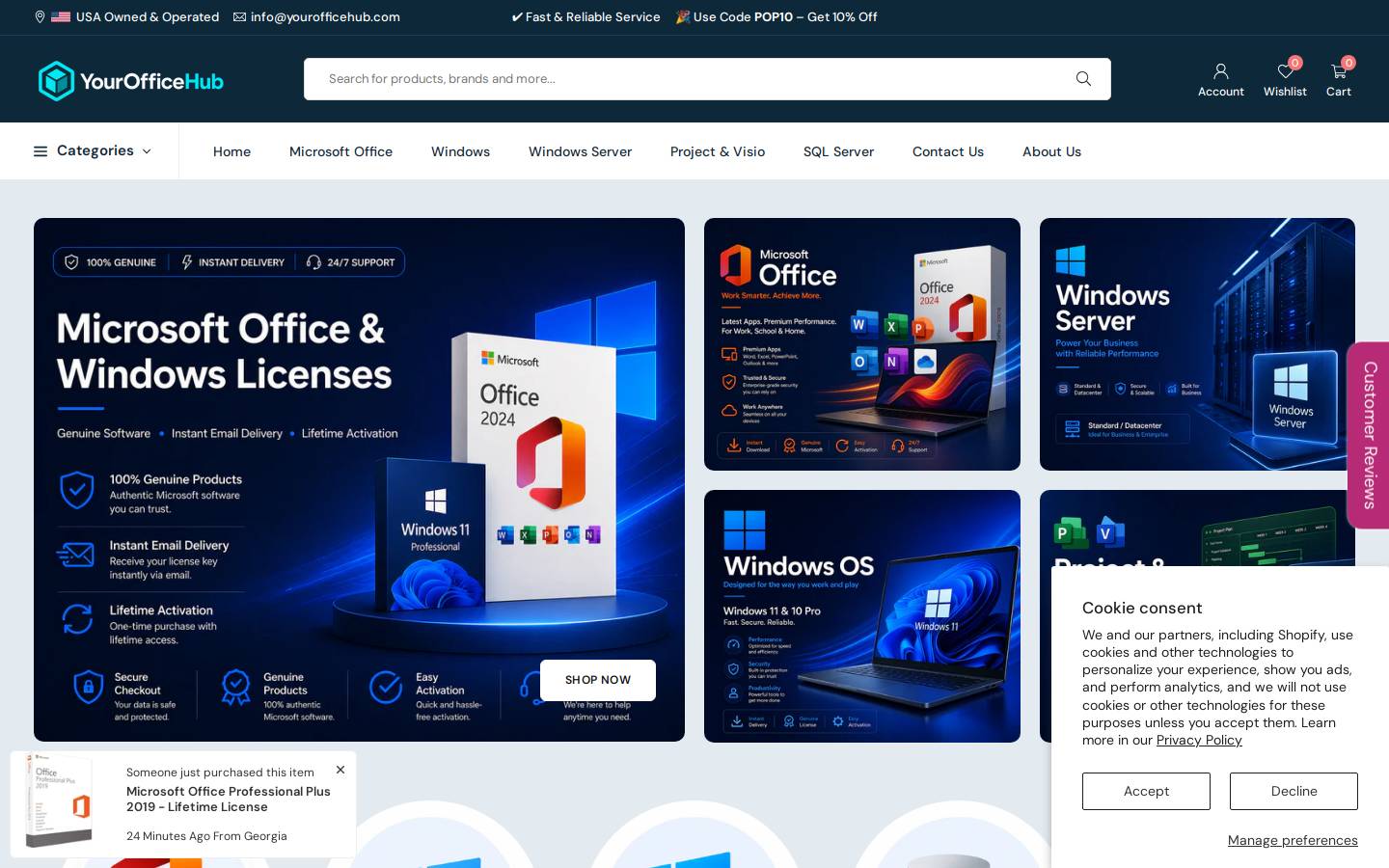 Yourofficehub homepage screenshot