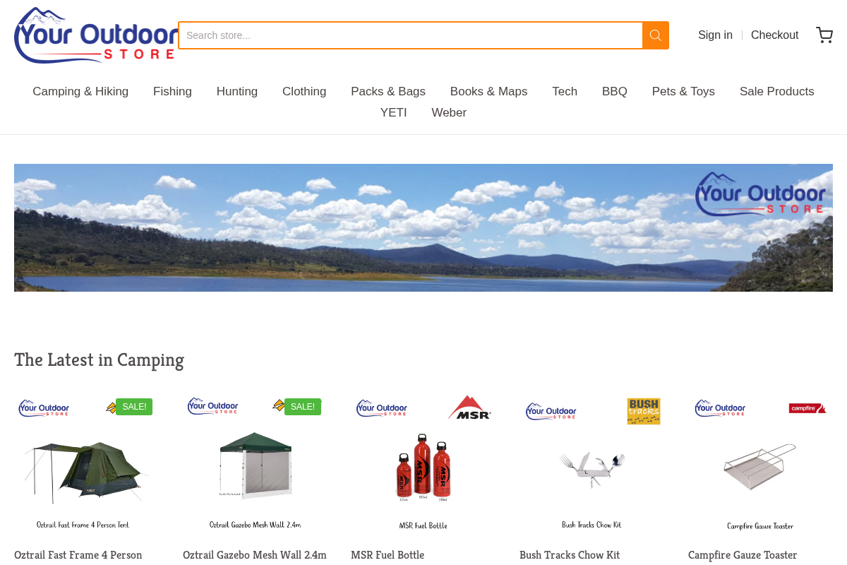 Youroutdoorstore homepage screenshot