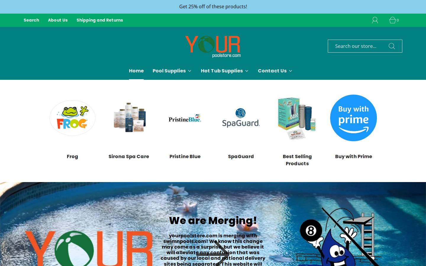 Yourpoolstore homepage screenshot