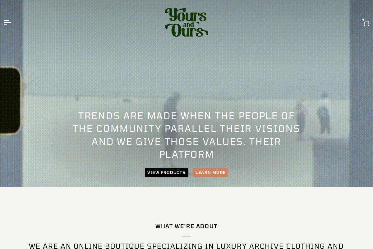 yoursandours.shop homepage screenshot