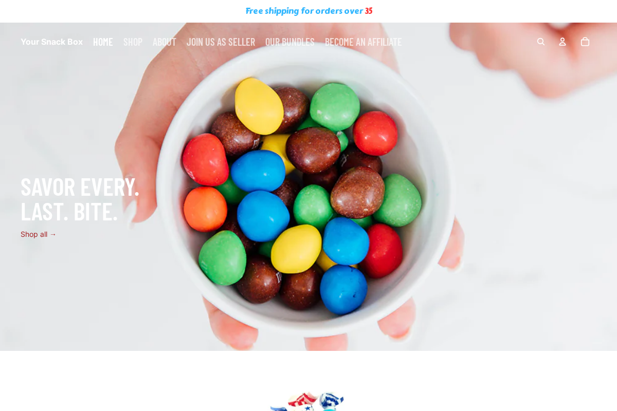 Your Snack Box homepage screenshot