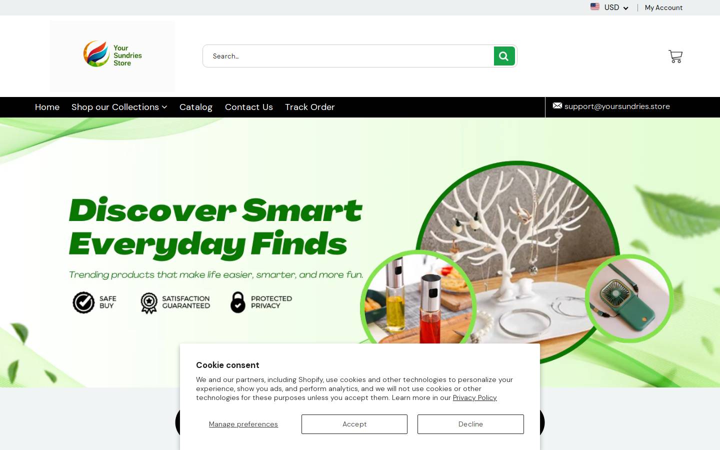 yoursundries.store homepage screenshot