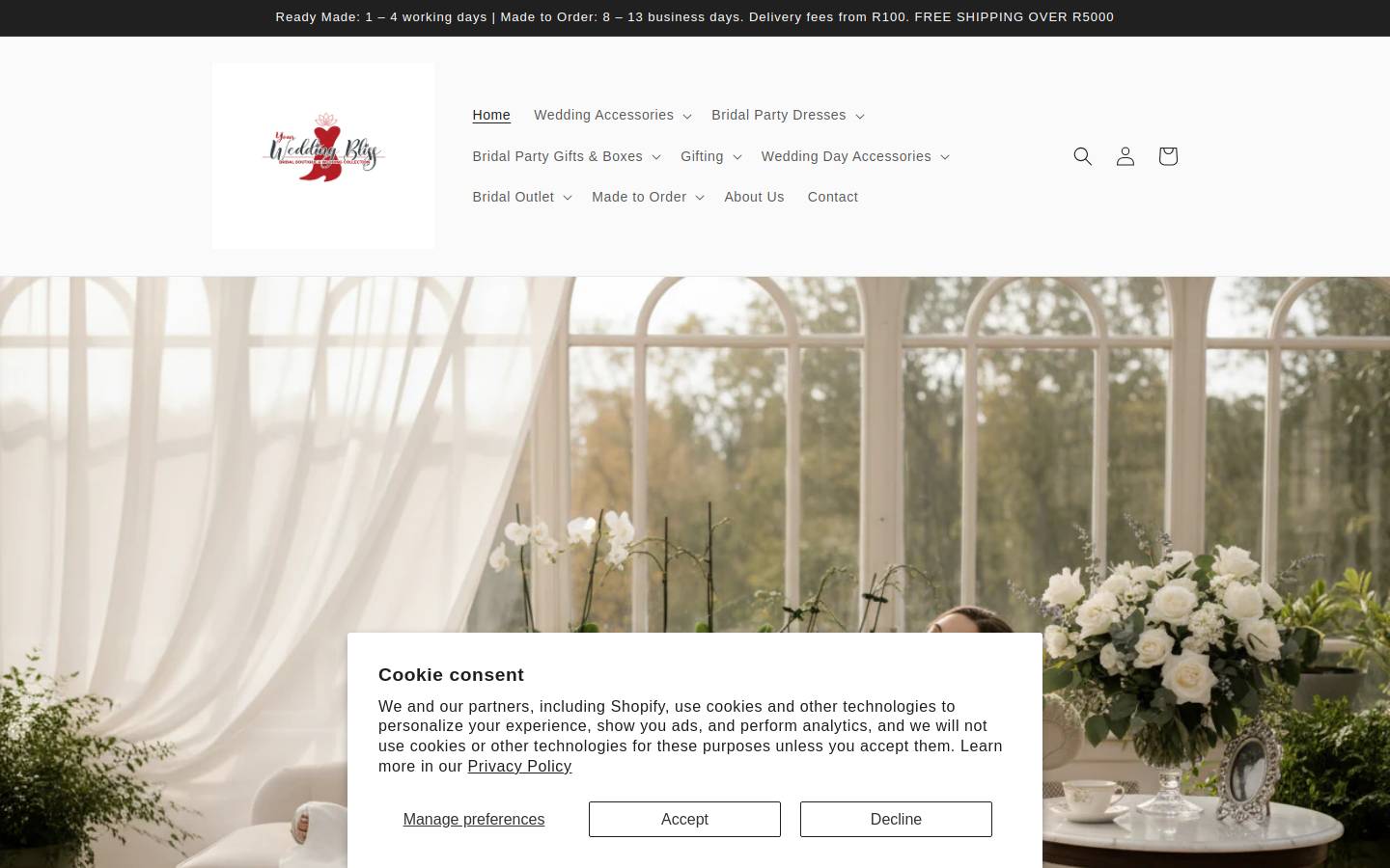 yourweddingbliss.co.za homepage screenshot