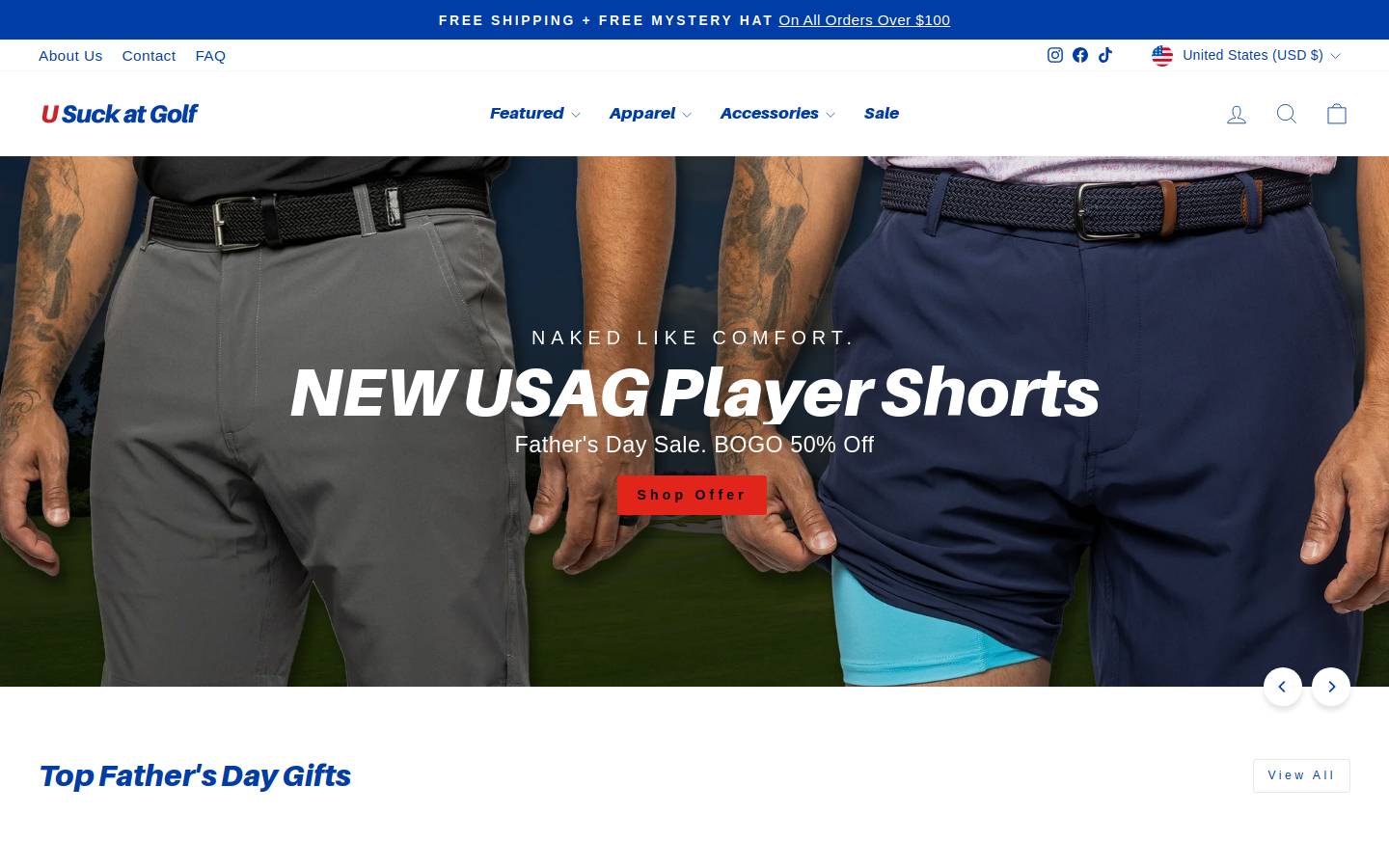 yousuckatgolfing.com homepage screenshot
