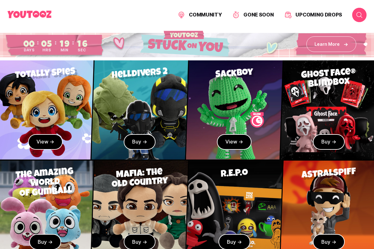 Youtooz homepage screenshot