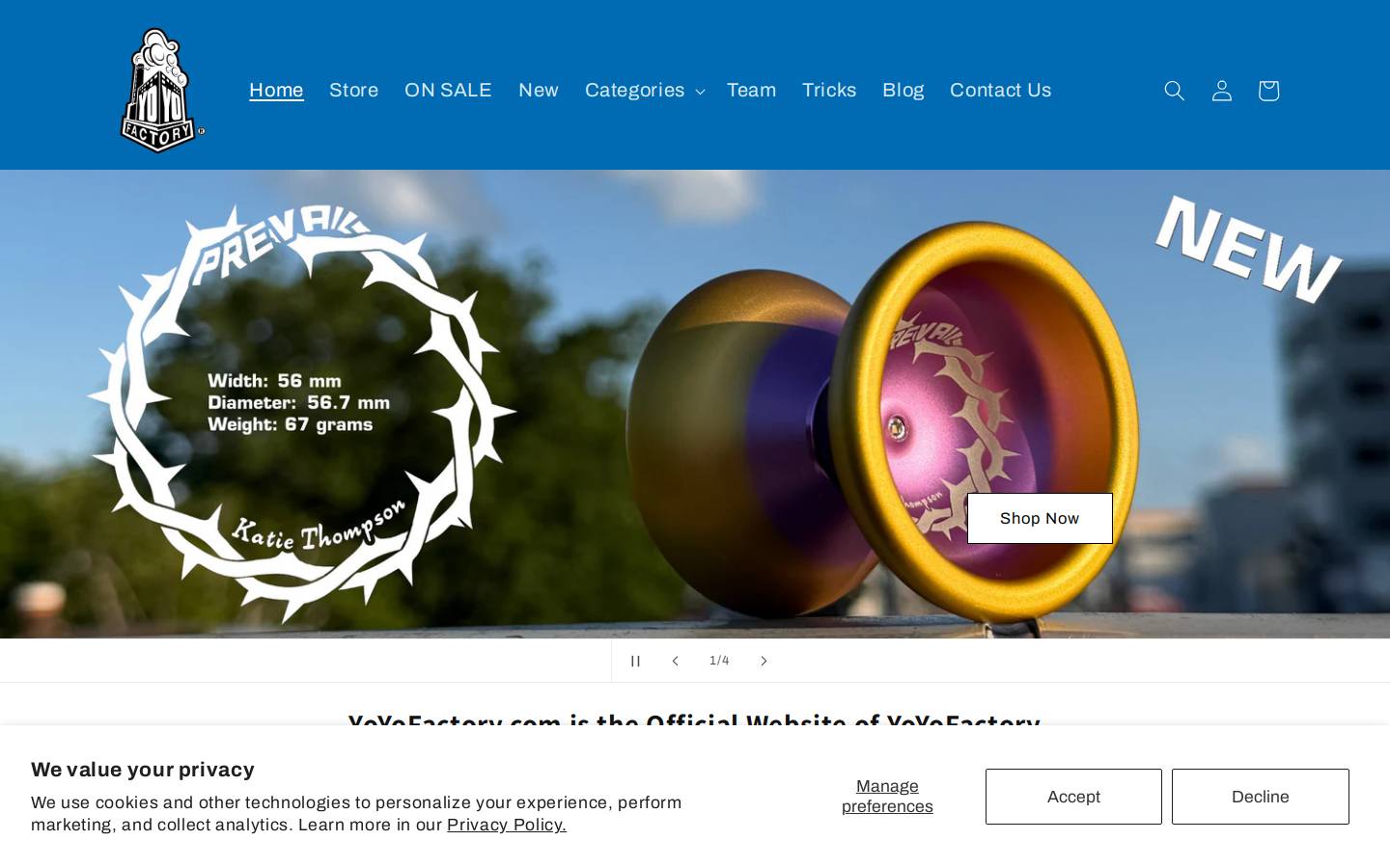 yoyofactory.com homepage screenshot