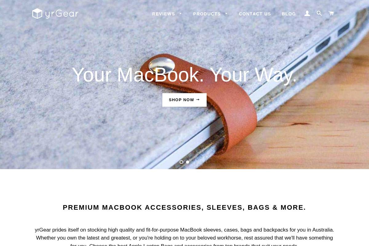 Yrgear homepage screenshot