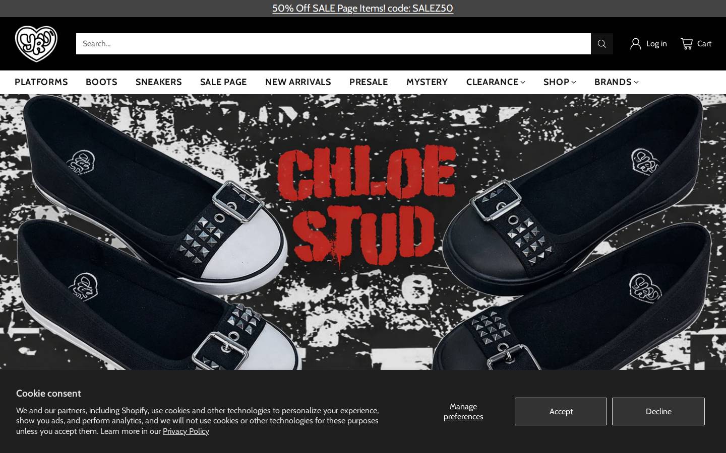 Yrushoes homepage screenshot