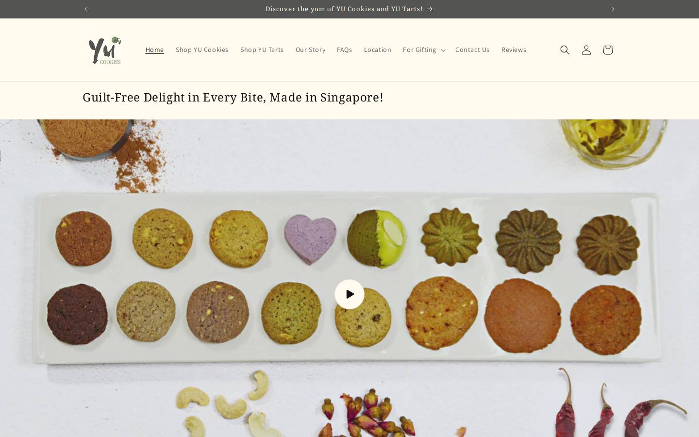 yucookies.sg homepage screenshot
