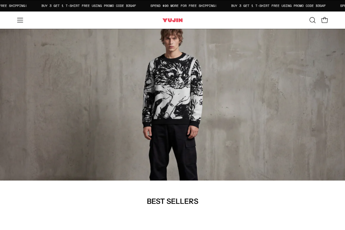 YUJIN CLOTHING homepage screenshot