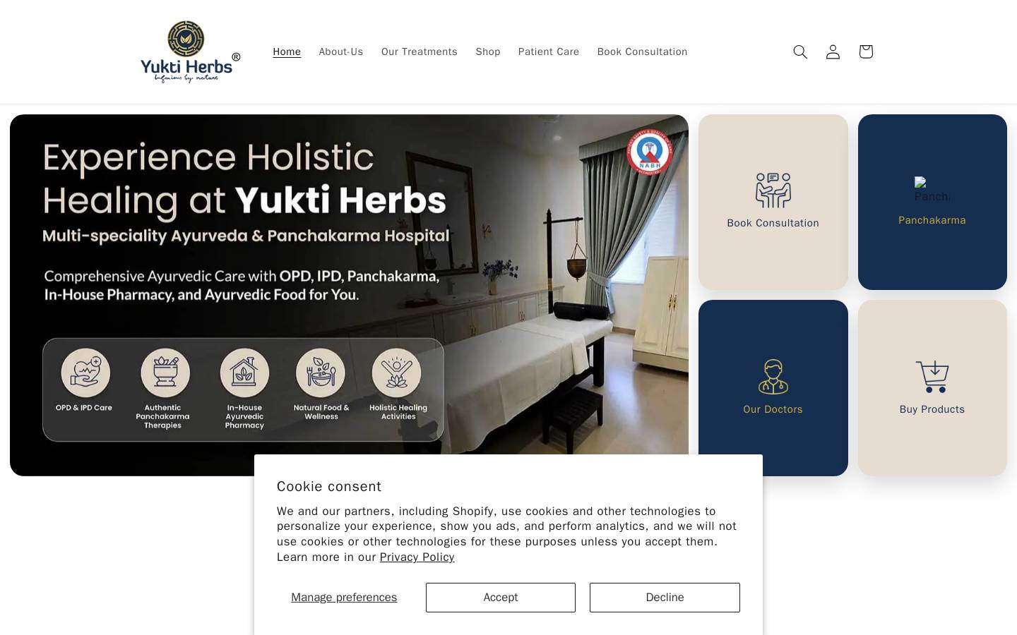 yuktiherbs.com homepage screenshot