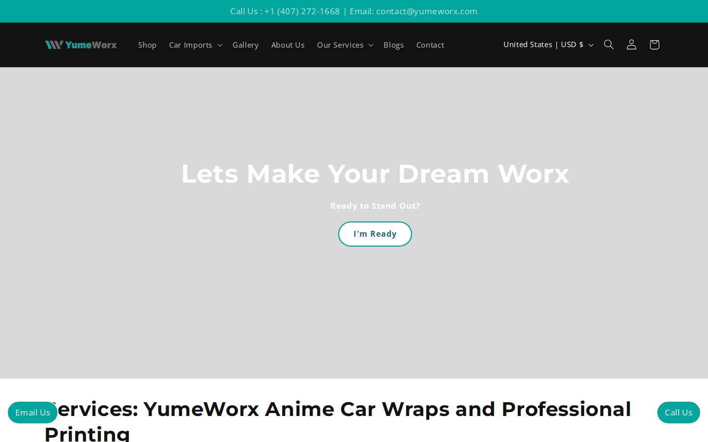 yumeworx.com homepage screenshot