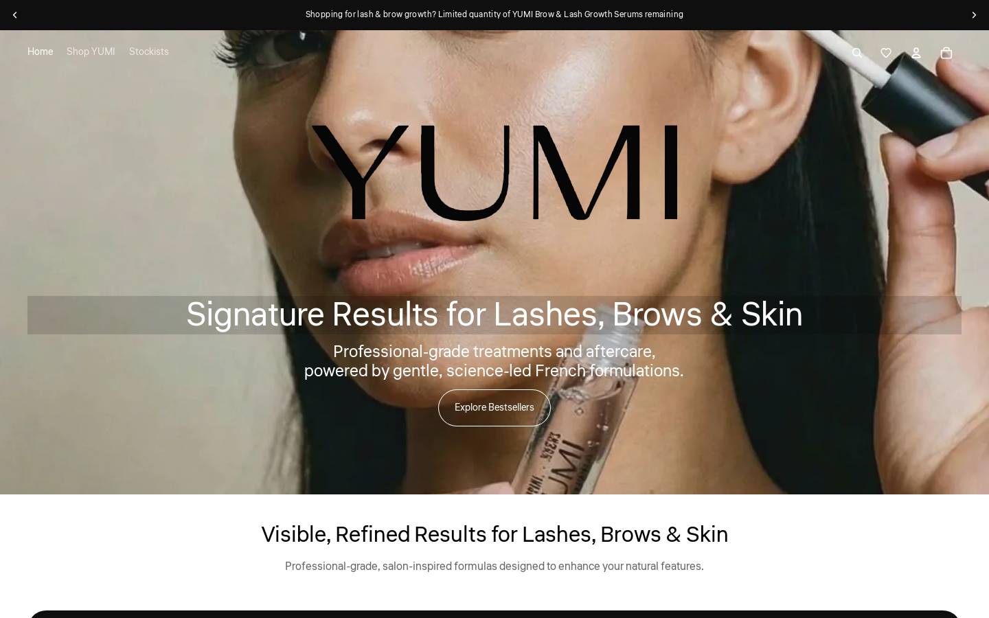 yumilashes.co.uk homepage screenshot