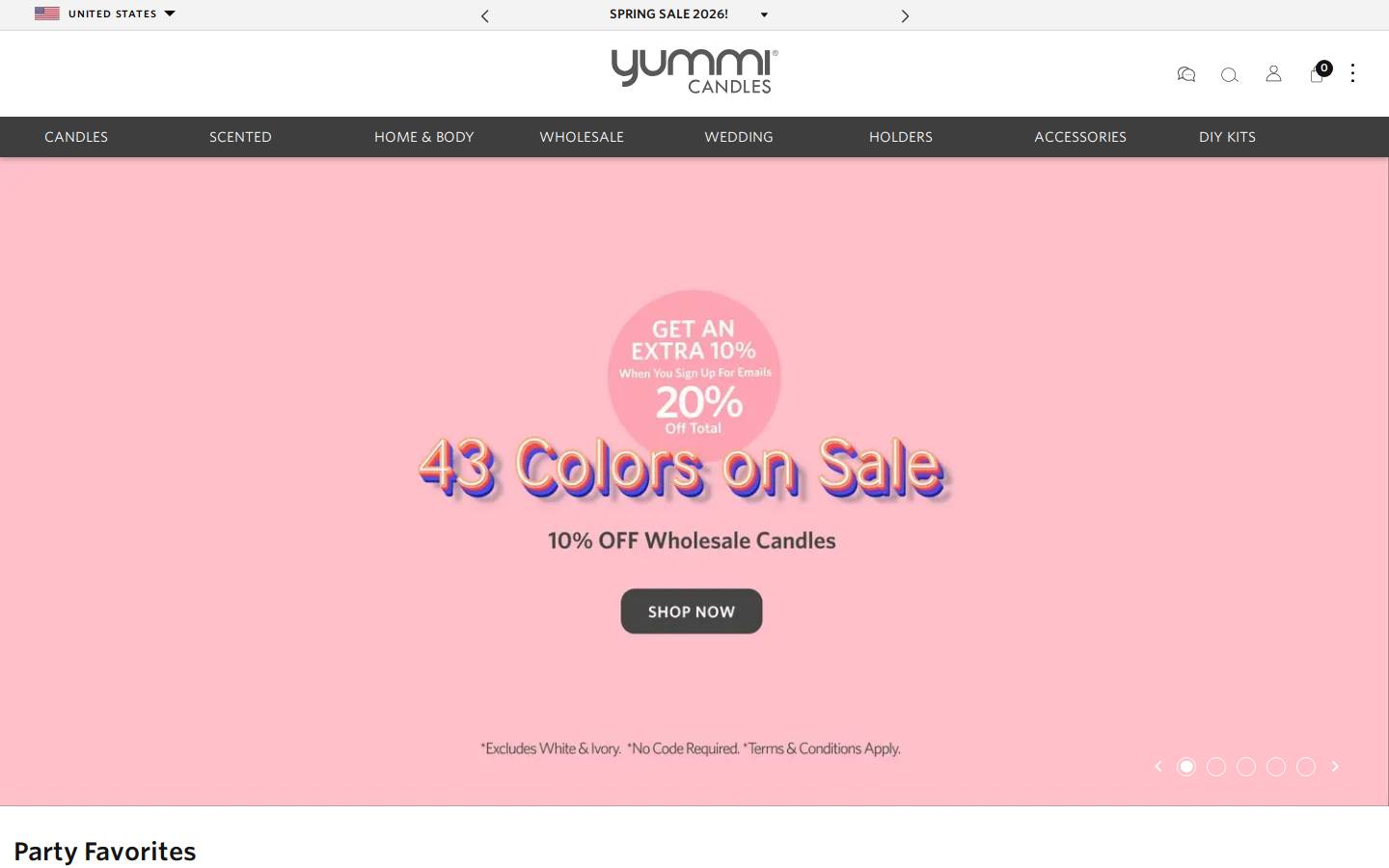 yummicandles.com homepage screenshot