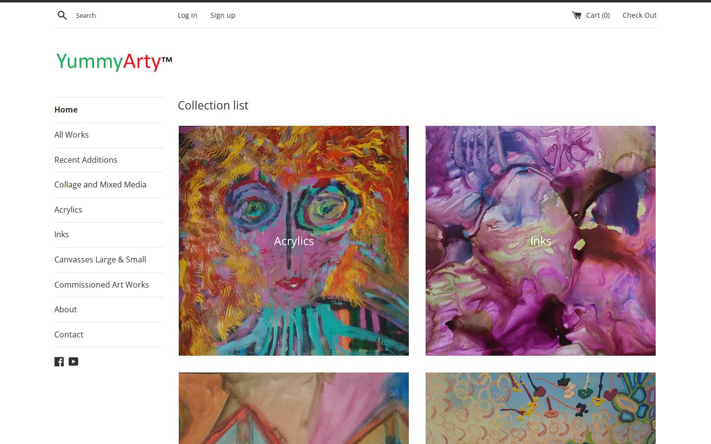 yummyarty.com homepage screenshot