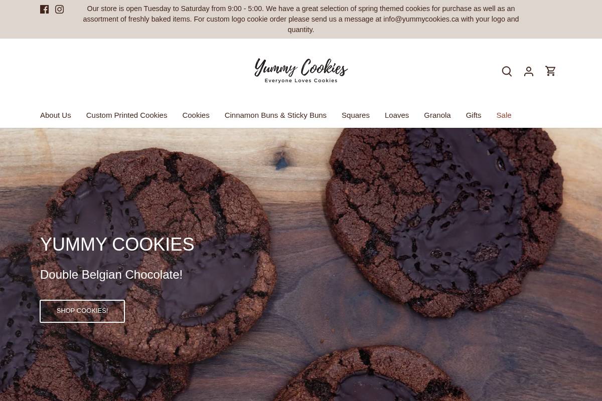 yummycookies.ca homepage screenshot
